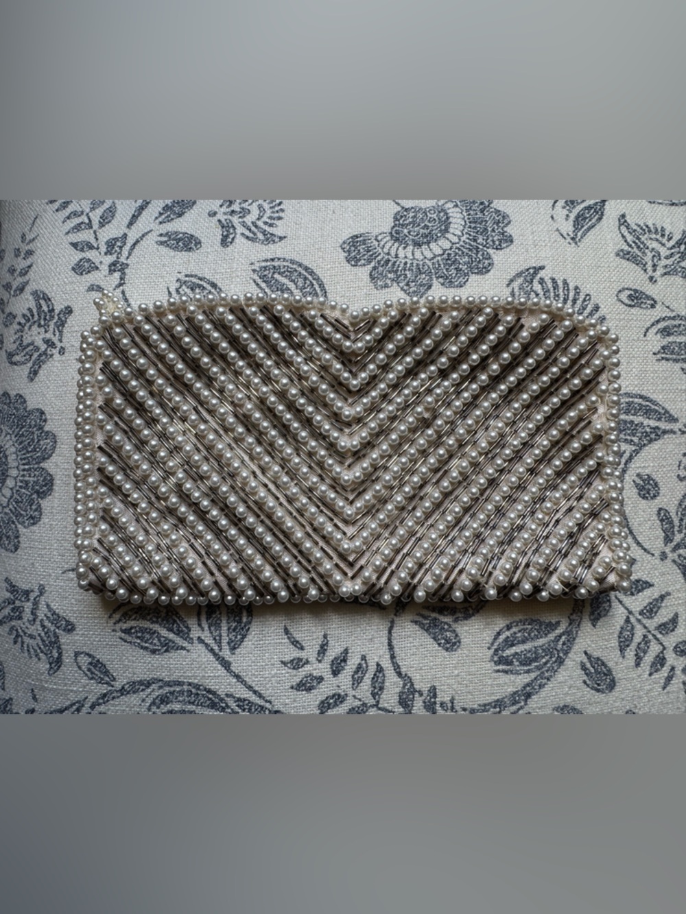 Silver and Pearl Beaded Clutch